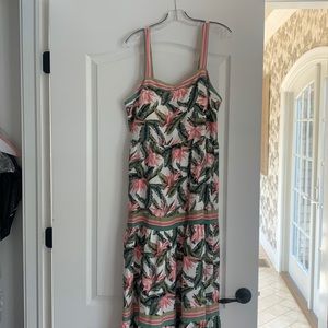 Anne Taylor loft maxi - built in cups - zipper back palm print
